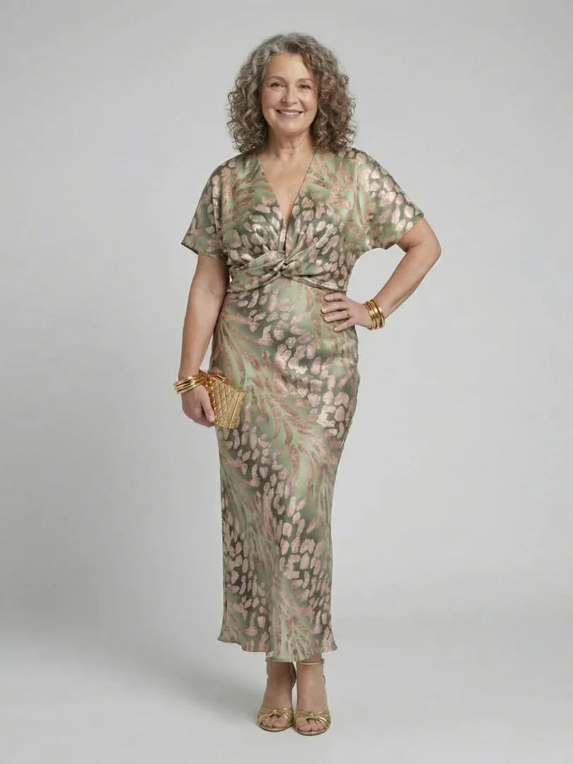 Artistic and Refined Abstract Print Midi Dress