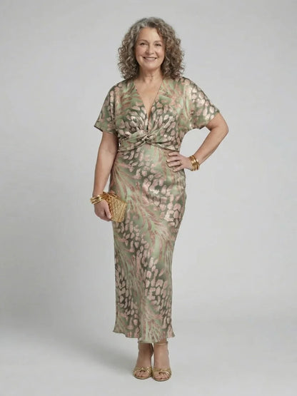 Artistic and Refined Abstract Print Midi Dress