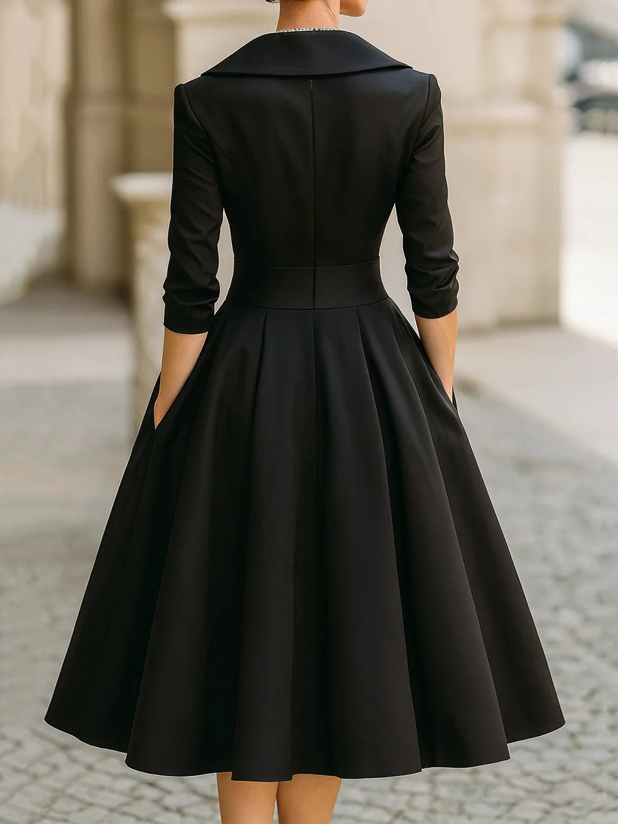 Shawl Collar Midi Wrap Dress