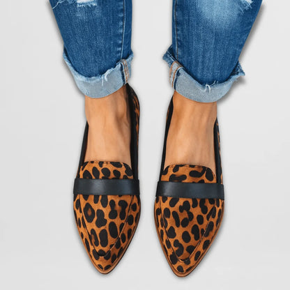 Pointed Toe Loafers with Strap Detail
