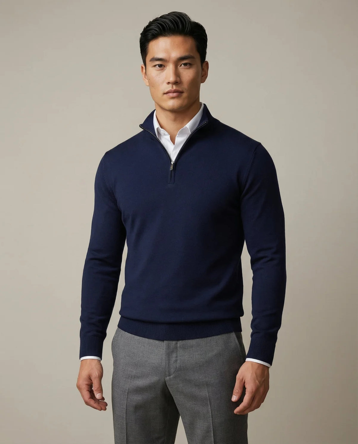 Men's Half-Zip Sweater Structured Collar
