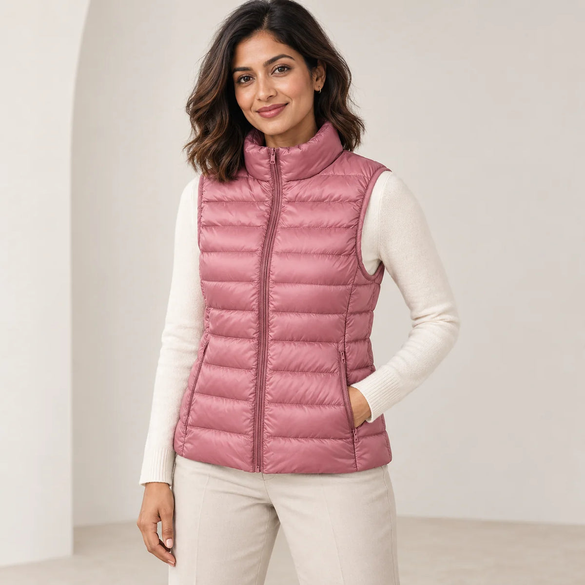 Padded Gilet Lightweight Stand Collar Vest
