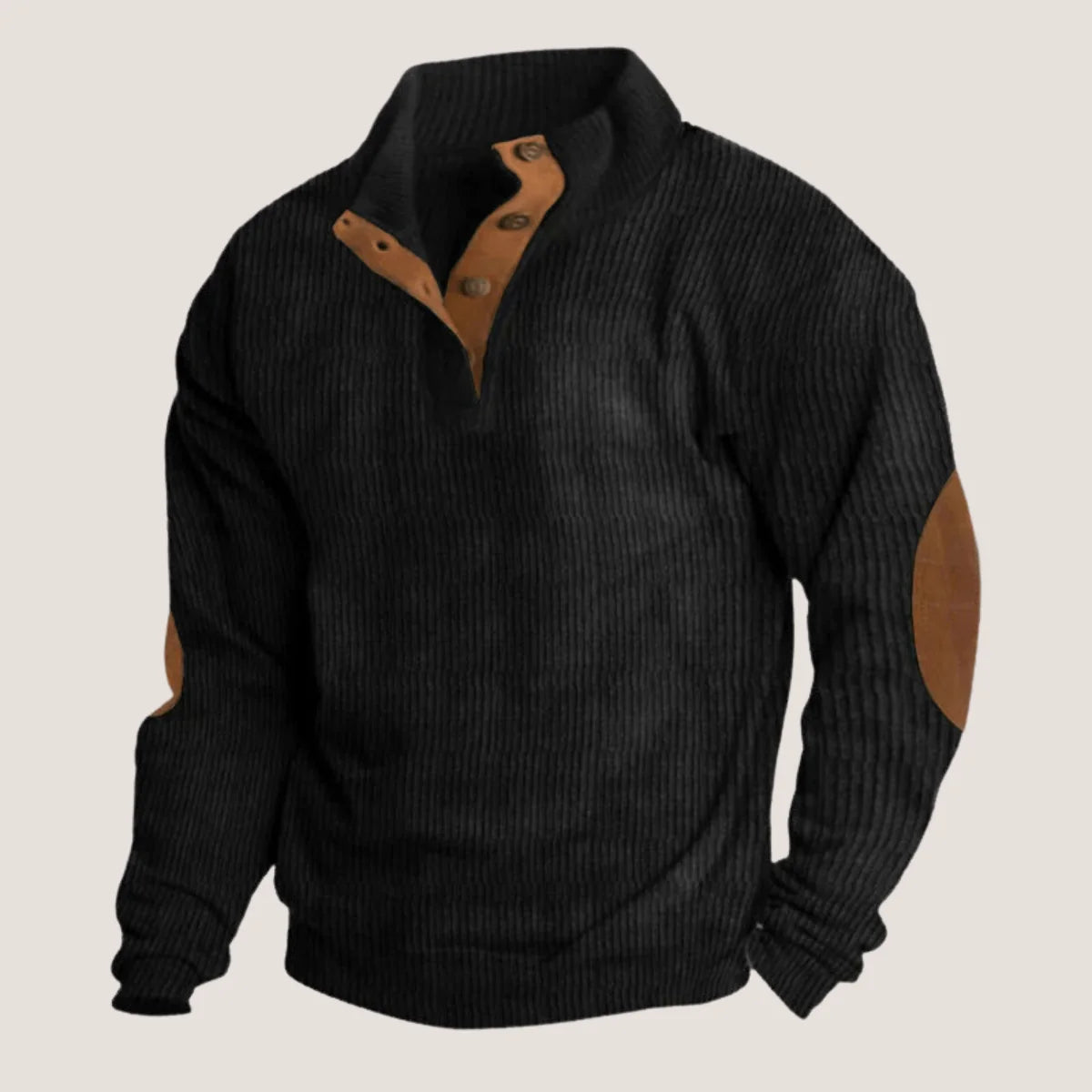 Men's Ribbed Sweater with Elbow Patches