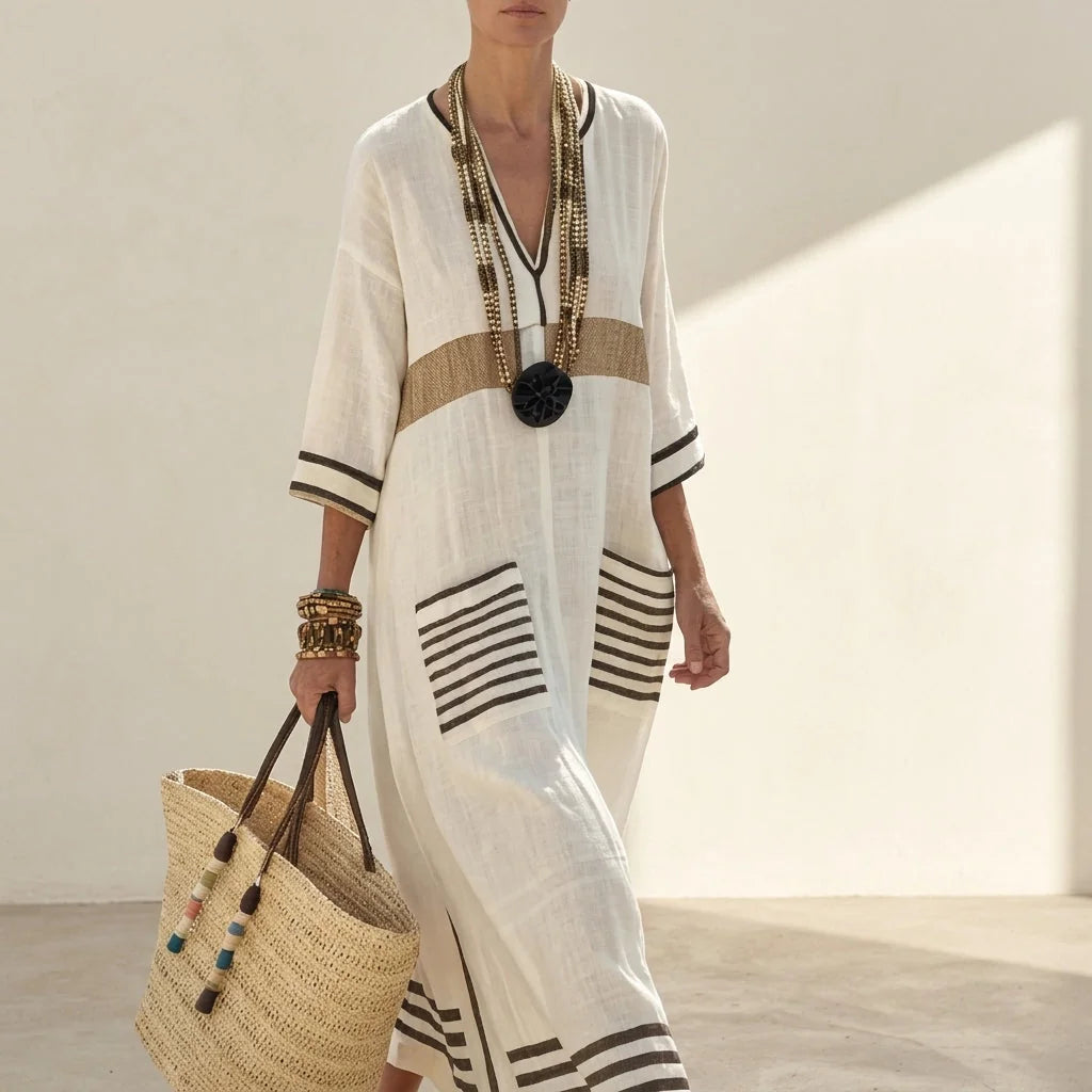 Linen-Blend Relaxed Maxi Dress