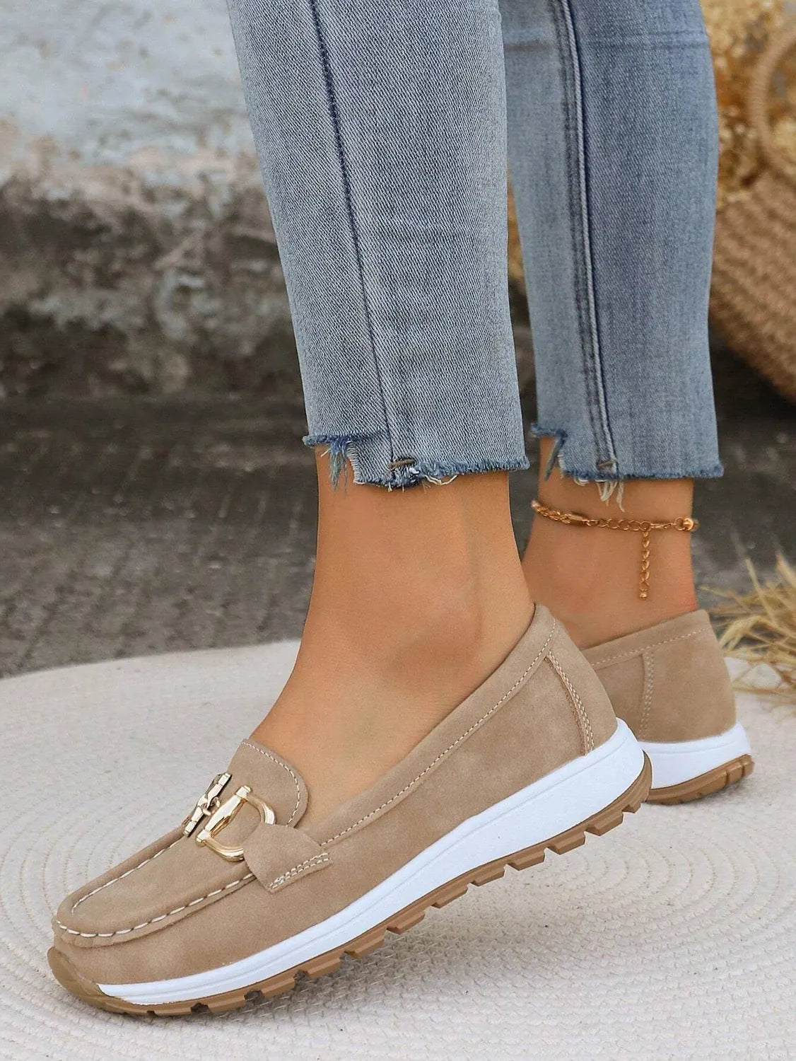 Chunky Loafers with Metal Buckle