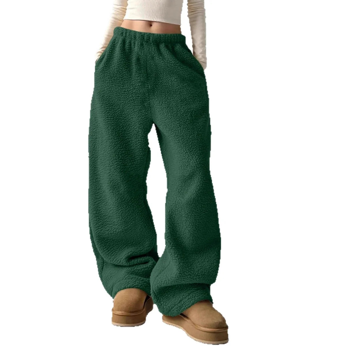 Soft and Cozy Relaxed Wide-Leg Fleece Pants