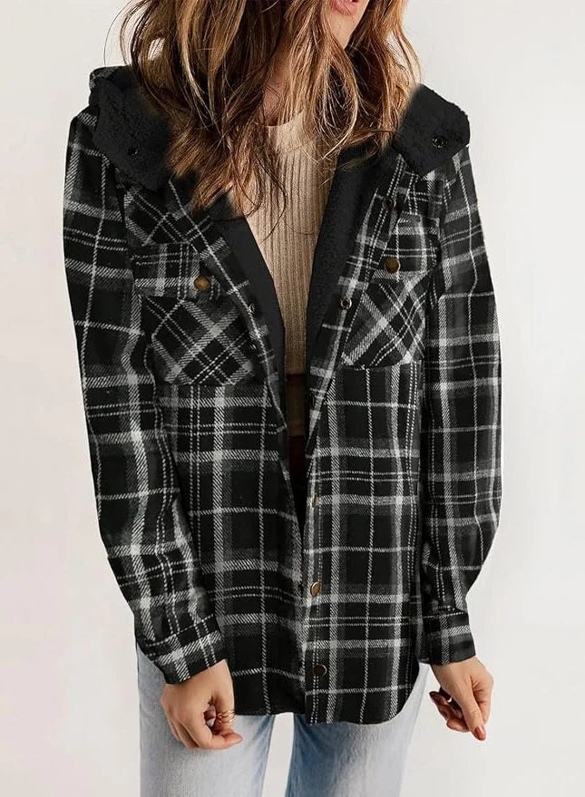Plaid Flannel Sherpa Shirt Jacket