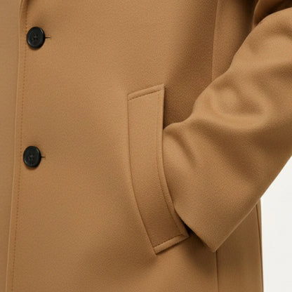 Men's Single Breasted Overcoat Cotton Blend