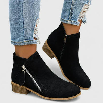 Friana | Block Heel Ankle Boots Side Zip