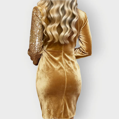 Sequin Velvet Wrap Dress