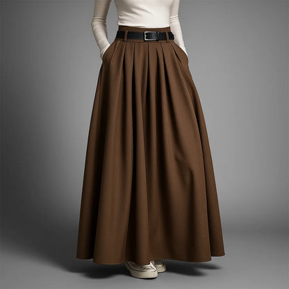 Maxi Skirt Pleated A-Line High Waist