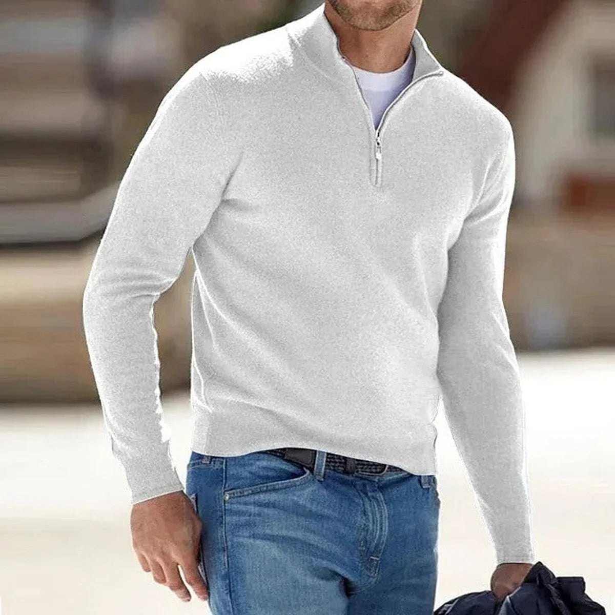 Men's Quarter-Zip Mock Neck Sweater
