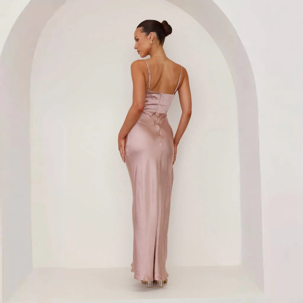 Wedding Guest Dress – Black Pleated Maxi