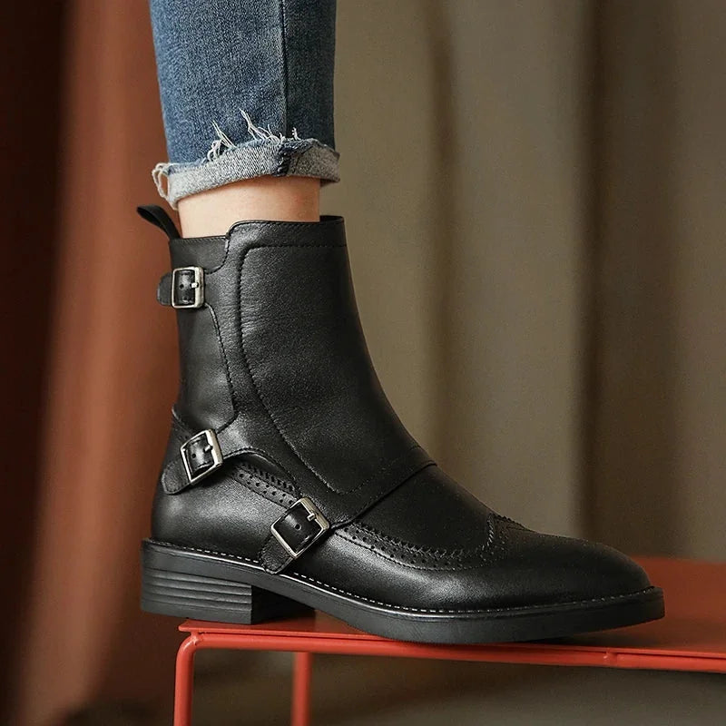 Buckle Strap Chelsea Boots
