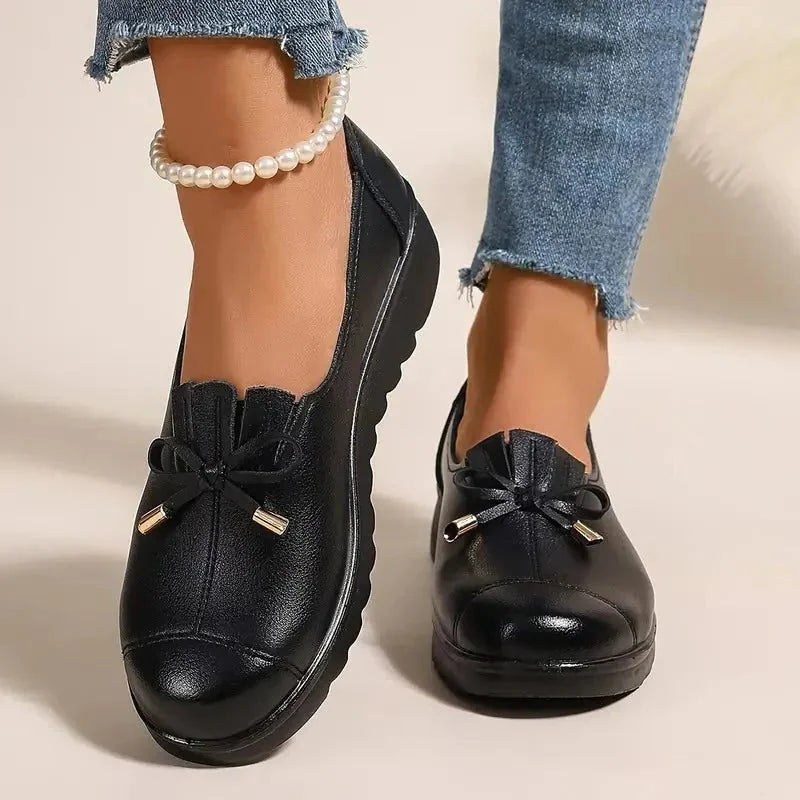 Lace-Up Leather Look Loafers