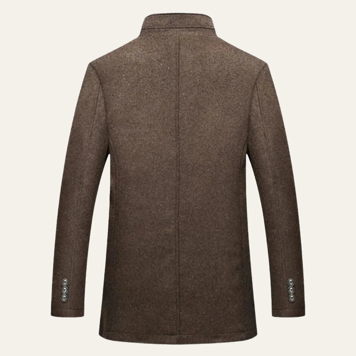 Men's Wool Coat – Black Stand Collar Overcoat