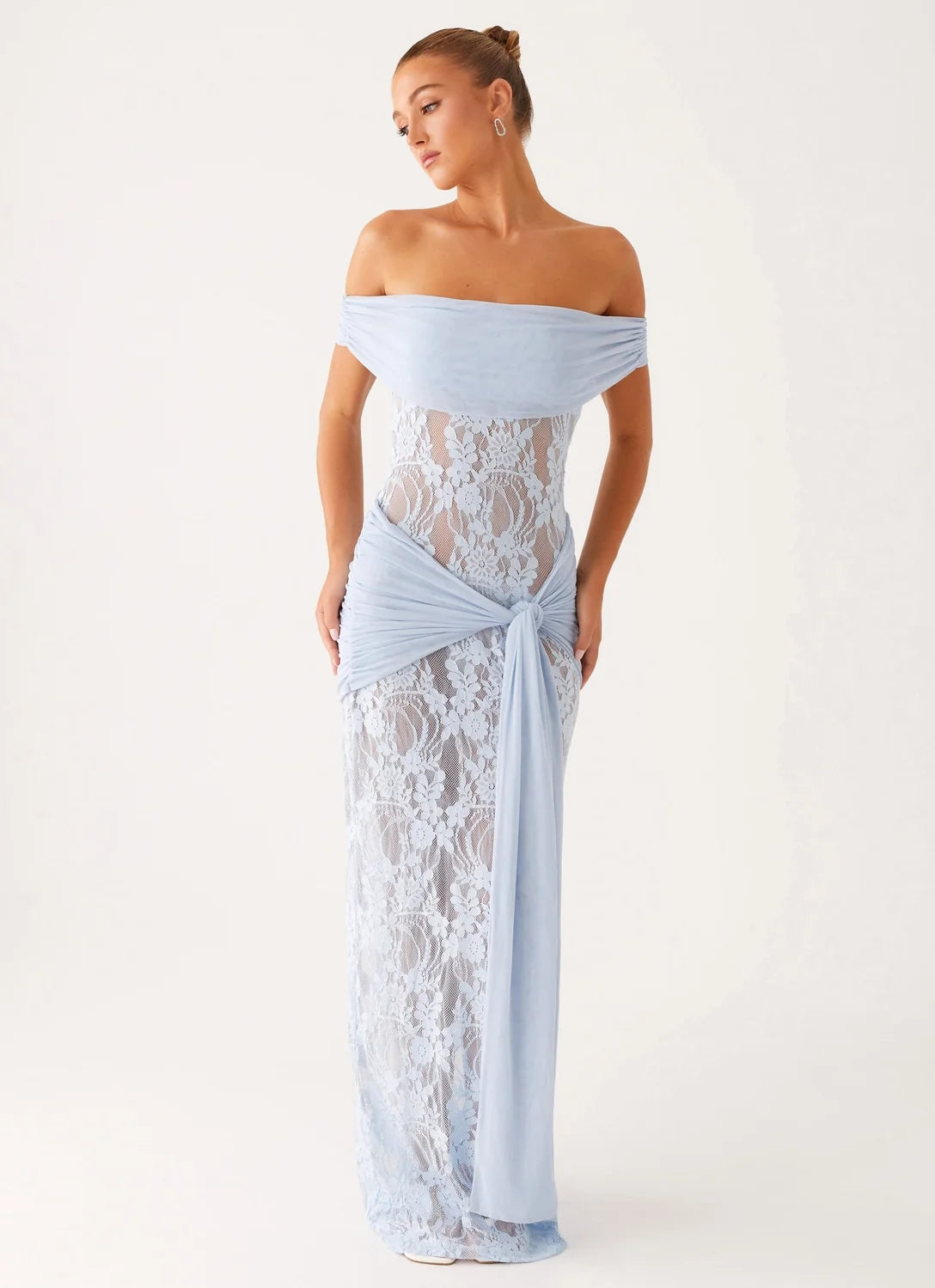 Beatrice | Off-Shoulder Lace Panel Maxi Dress