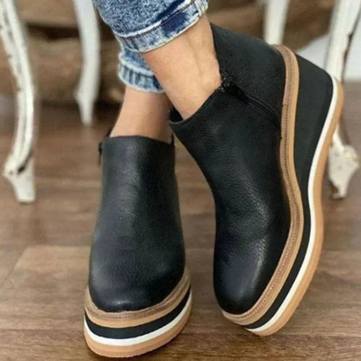 Chelsea Boots – Black Platform Wedge
