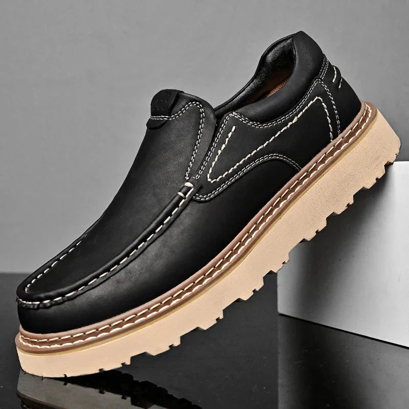 Men's Chunky Loafers – Brown Thick Sole Slip-On