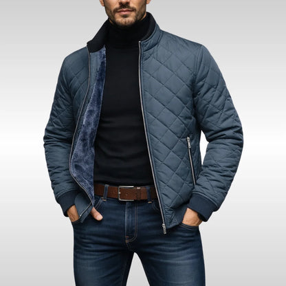 Men's Puffer Jacket – Navy Diamond Quilted