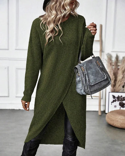 Sweater Dress – Grey Oversized Asymmetric Knit