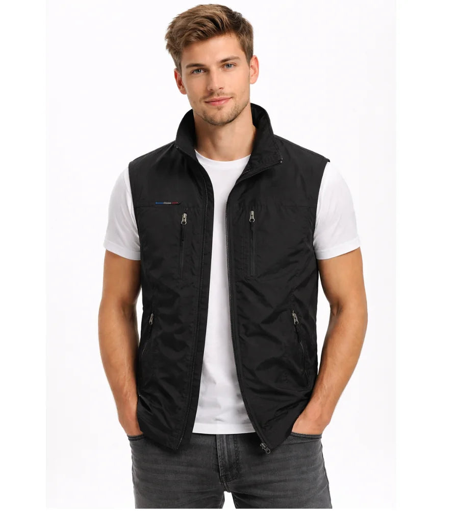 Men's Softshell Vest Stand Collar Full Zip