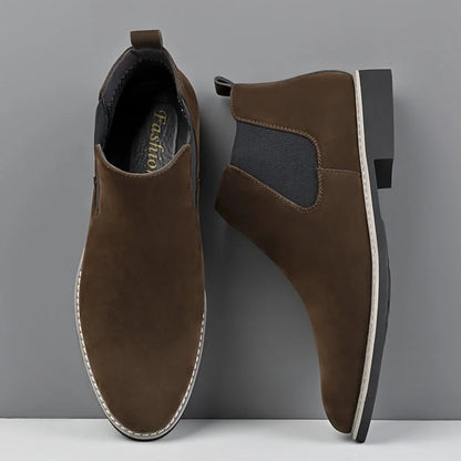 Men's Chelsea Boots – Black Suede-Look Slip-On