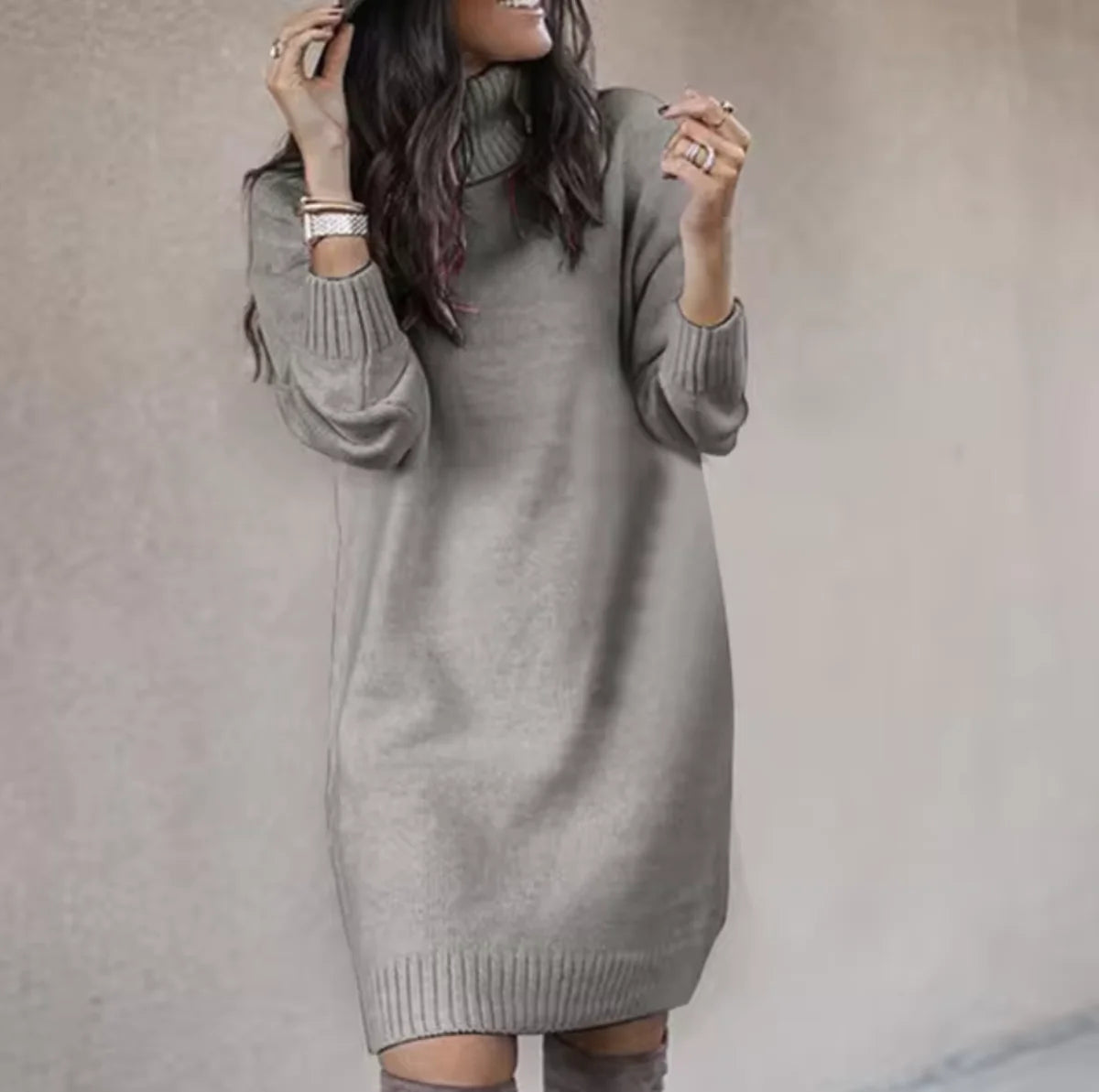 Roll-Neck Sweater Dress