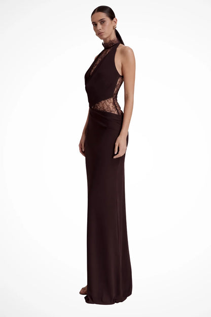 Odessa | Halter Lace Maxi Dress Wedding Guest