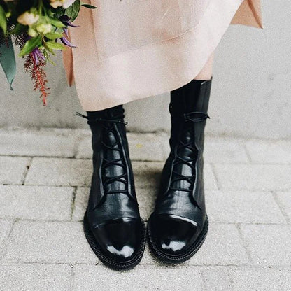 Lace-Up Cap Toe Combat Boots