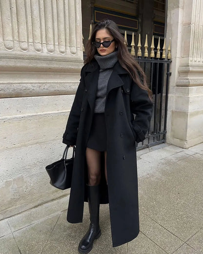 Wool Coat – Brown Belted Longline
