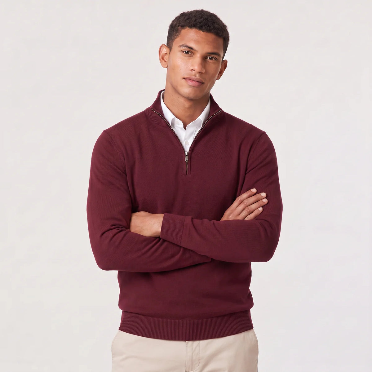 Men's Quarter-Zip Knit Sweater