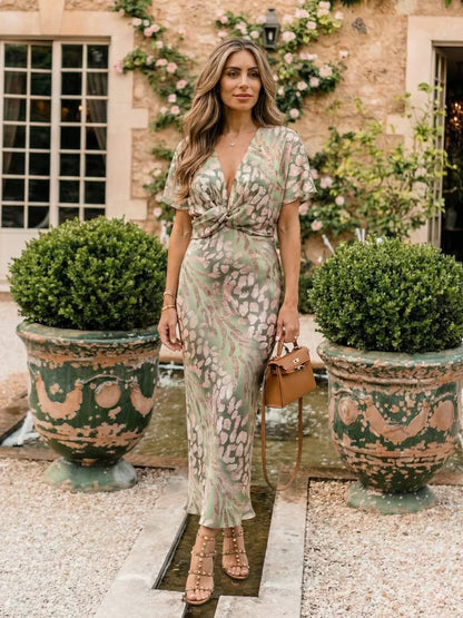Artistic and Refined Abstract Print Midi Dress