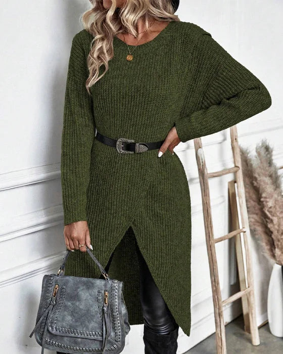 Sweater Dress – Grey Oversized Asymmetric Knit