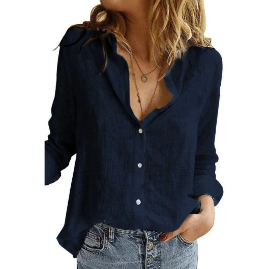 Relaxed Long Sleeve Button-Down Shirt