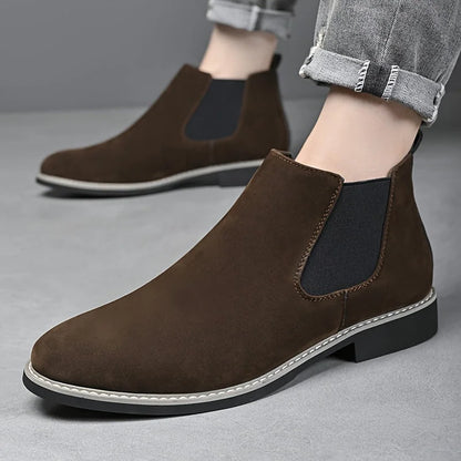 Men's Chelsea Boots – Black Suede-Look Slip-On