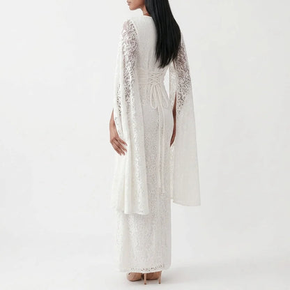 Celine | Lace Maxi Dress with Cape Sleeves