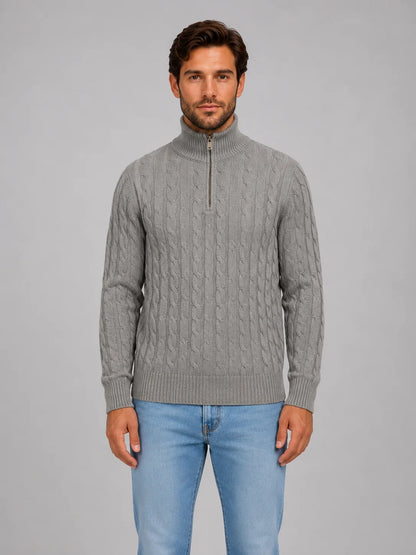 Men's Cable Knit Quarter-Zip Sweater