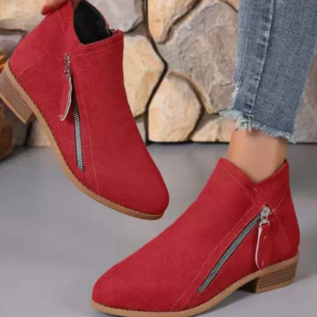 Friana | Block Heel Ankle Boots Side Zip
