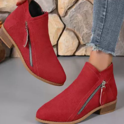 Friana | Block Heel Ankle Boots Side Zip