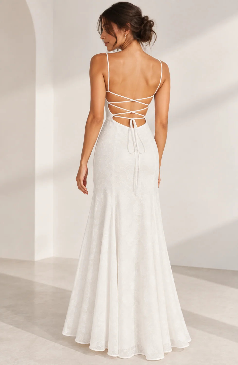 Lace Maxi Dress – Red Lace-Up Back