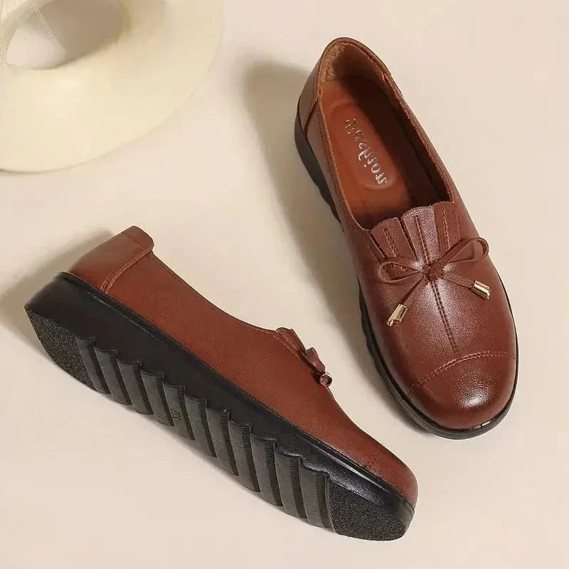 Lace-Up Leather Look Loafers