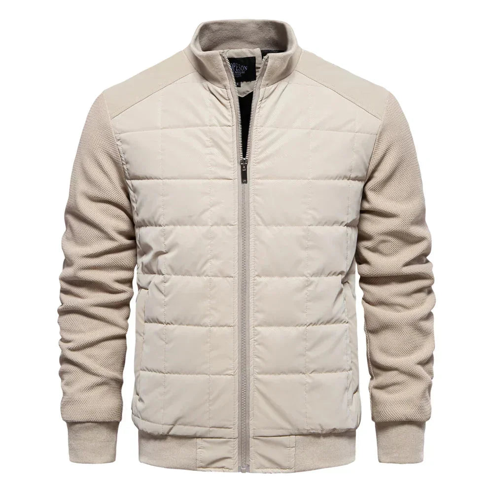 Men's Puffer Jacket – Black Quilted Stand Collar