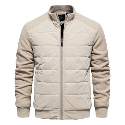 Men's Puffer Jacket – Black Quilted Stand Collar