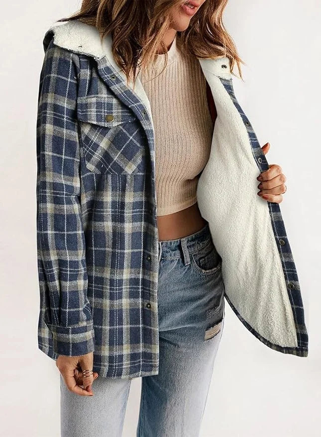 Plaid Flannel Sherpa Shirt Jacket
