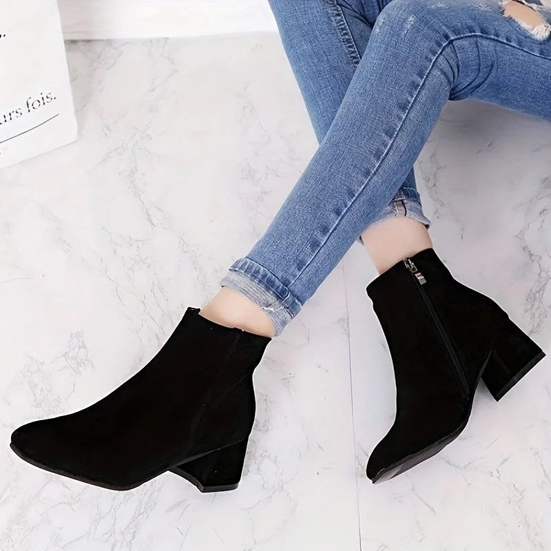 Suede-Look Chelsea Ankle Boots with a Comfortable Low Heel