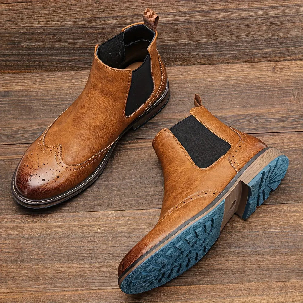 Men's Chelsea Boots – Black Brogue Wingtip