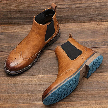 Men's Chelsea Boots – Black Brogue Wingtip
