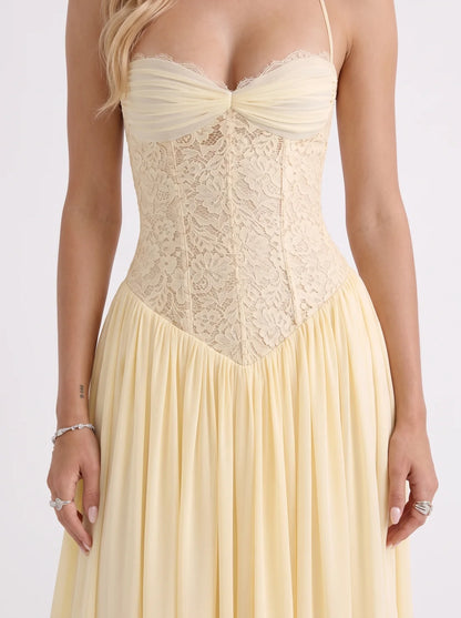 Isabella | Lace Maxi Dress with Corset Bodice