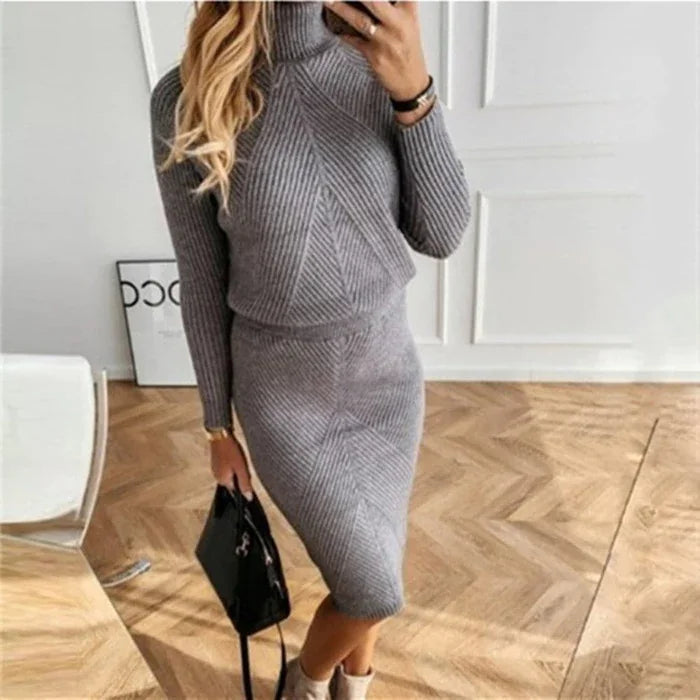 Sweater Dress – Black Mock Neck Midi